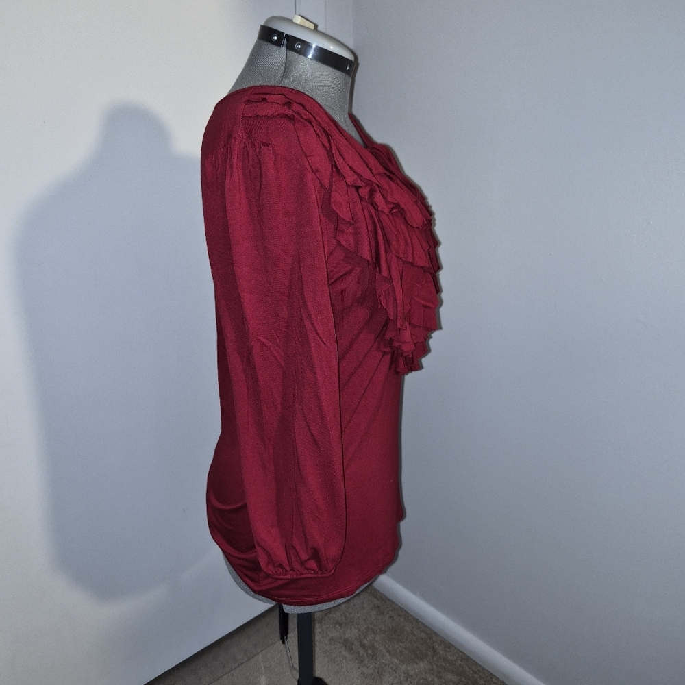 Fever Crimson Ruffle Blouse - Picture 4 of 5